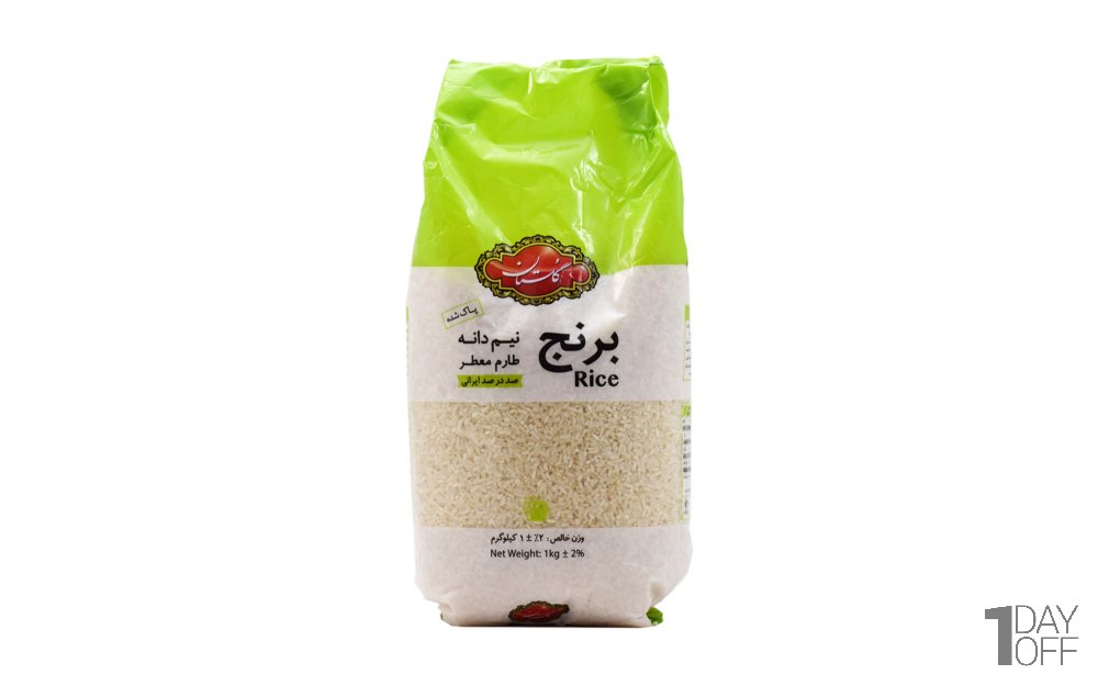 برنج نیم‌دانه طارم معطر صددرصد ایرانی گلستان 1 کیلوگرم
